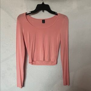 SHEIN Women's Pink Long Sleeve Cropped Top
